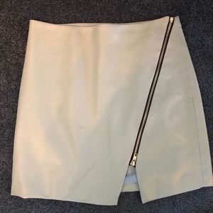 Light Blue Faux Leather Skirt